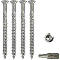 Tornillos para madera de terraza (400 piezas- acero inoxidable- 5 x 80 mm)- incluye punta Torx 25